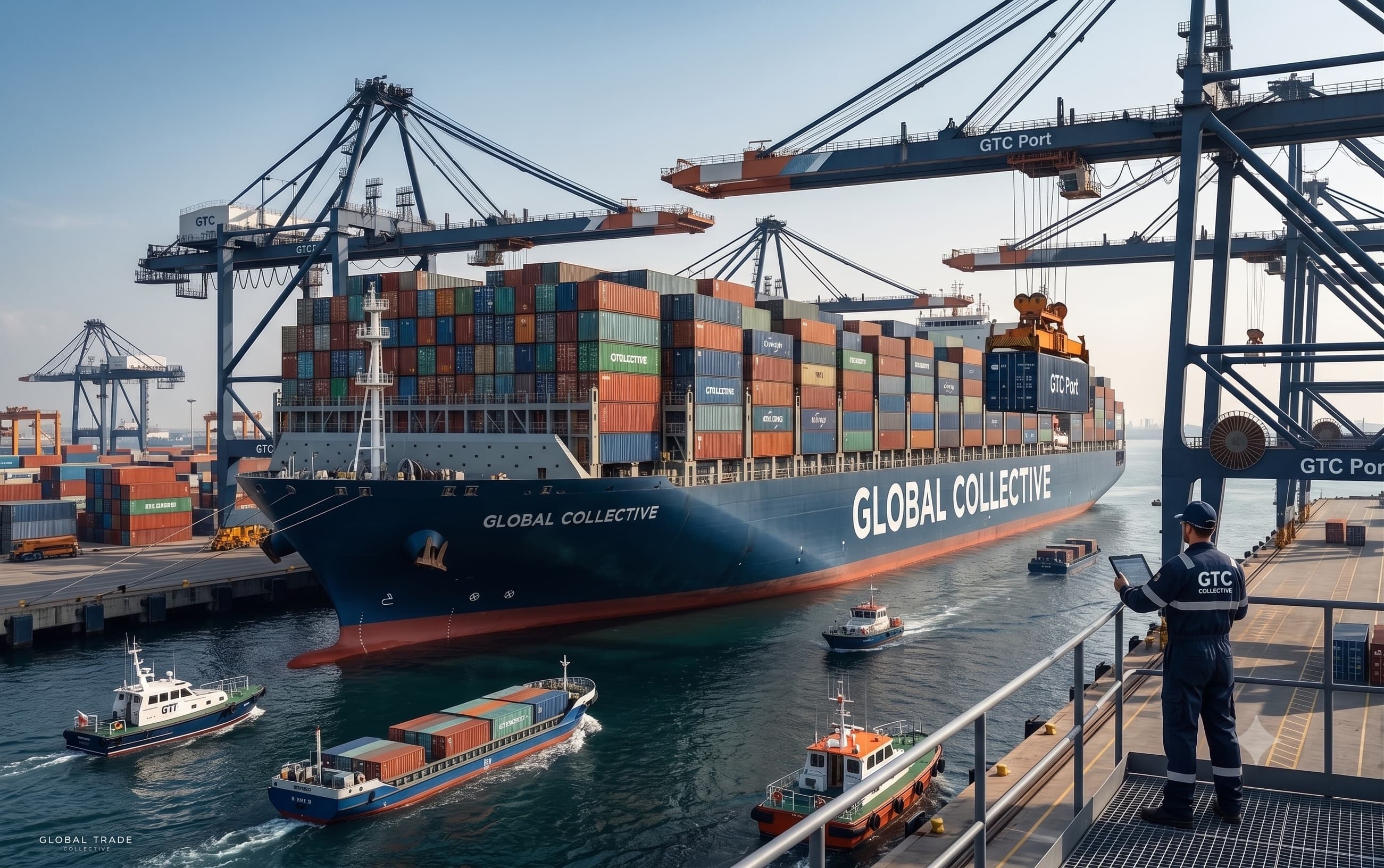 Container vessel alongside a GTC port terminal