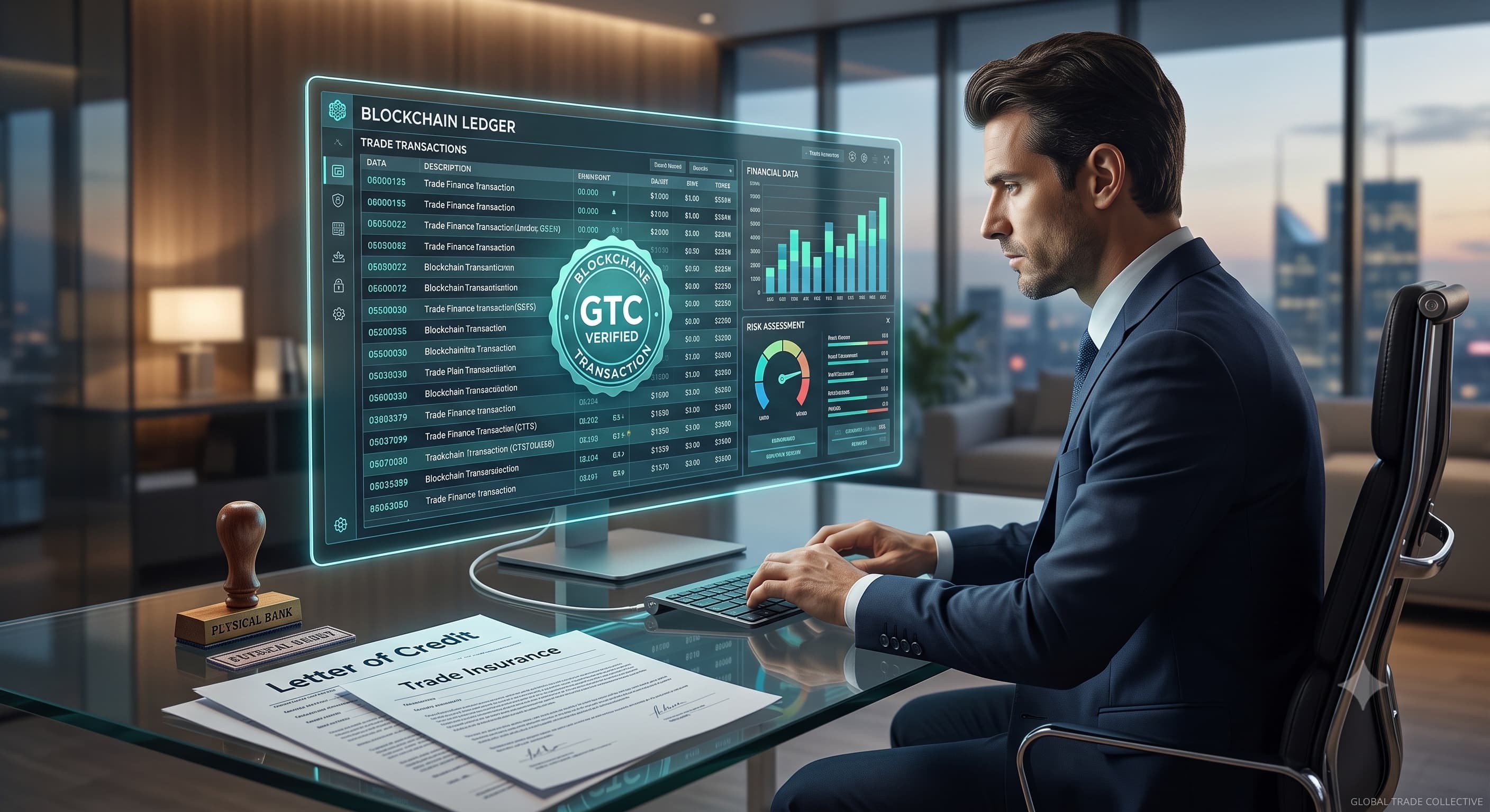 Trade finance provider reviewing verified transaction data